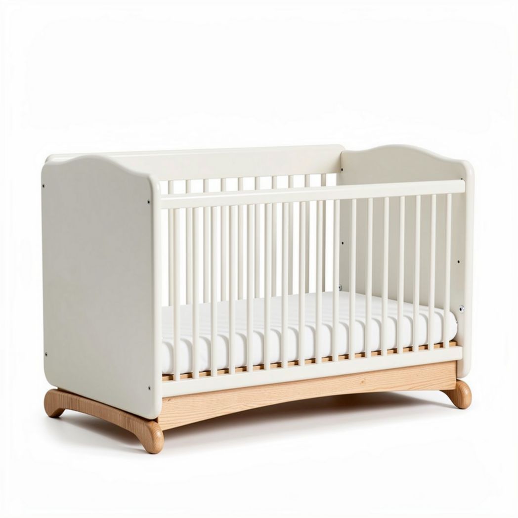 Wooden crib for infants with removable slats in white 120 x 60 x 90cm