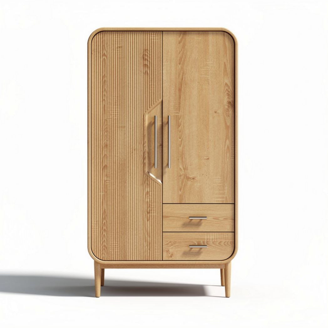 Wooden storage cabinet with two doors and two drawers 80 x 45 x 120cm