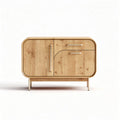 Wooden sideboard with two doors and one drawer in natural finish 100 x 45 x 70cm