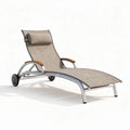 Metal frame chaise lounge with breathable fabric and adjustable backrest