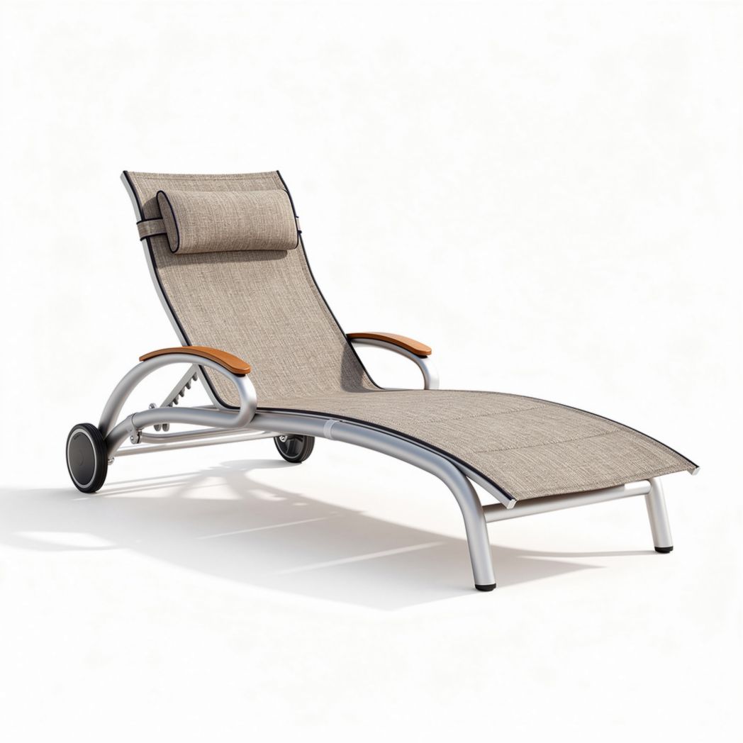 Metal frame chaise lounge with breathable fabric and adjustable backrest