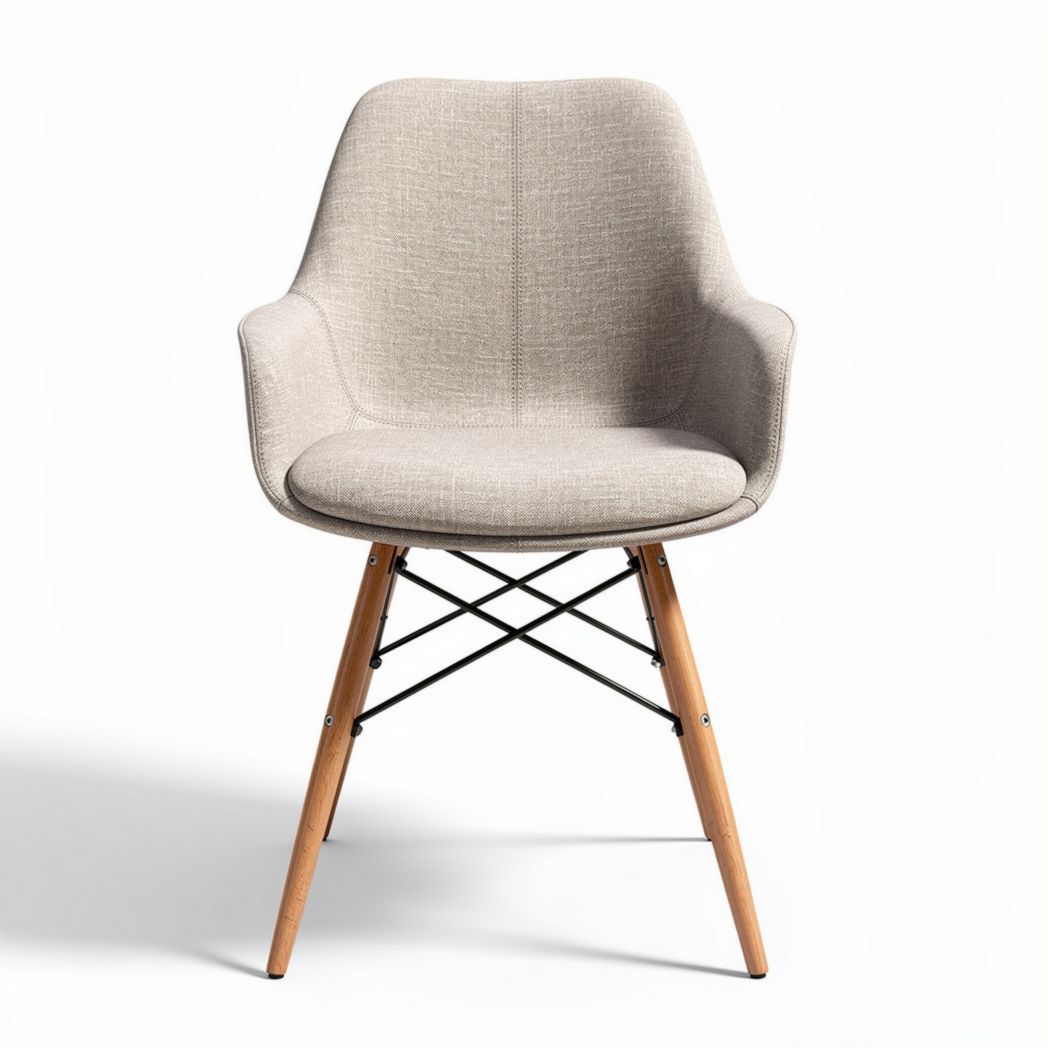 Fabric upholstered chair with wooden legs and modern design 60 x 60 x 80cm