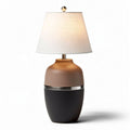 Ceramic table lamp with fabric shade in brown and black 30 x 30 x 50cm
