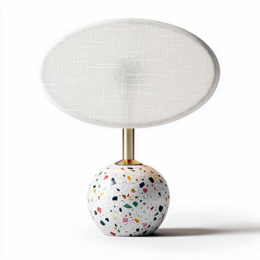 Ceramic table lamp with fabric shade in multicolor design 30 x 30 x 50cm