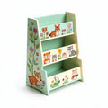Wooden children's bookshelf with animal illustrations for nursery storage 60 x 30 x 80cm