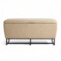 Fabric storage ottoman bench with metal frame in beige 90 x 40 x 45cm