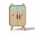Kids storage cabinet with bear design wood construction 50 x 40 x 80cm