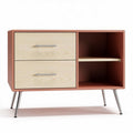 Modern minimalist storage cabinet with two drawers and open shelf 70 x 40 x 45cm